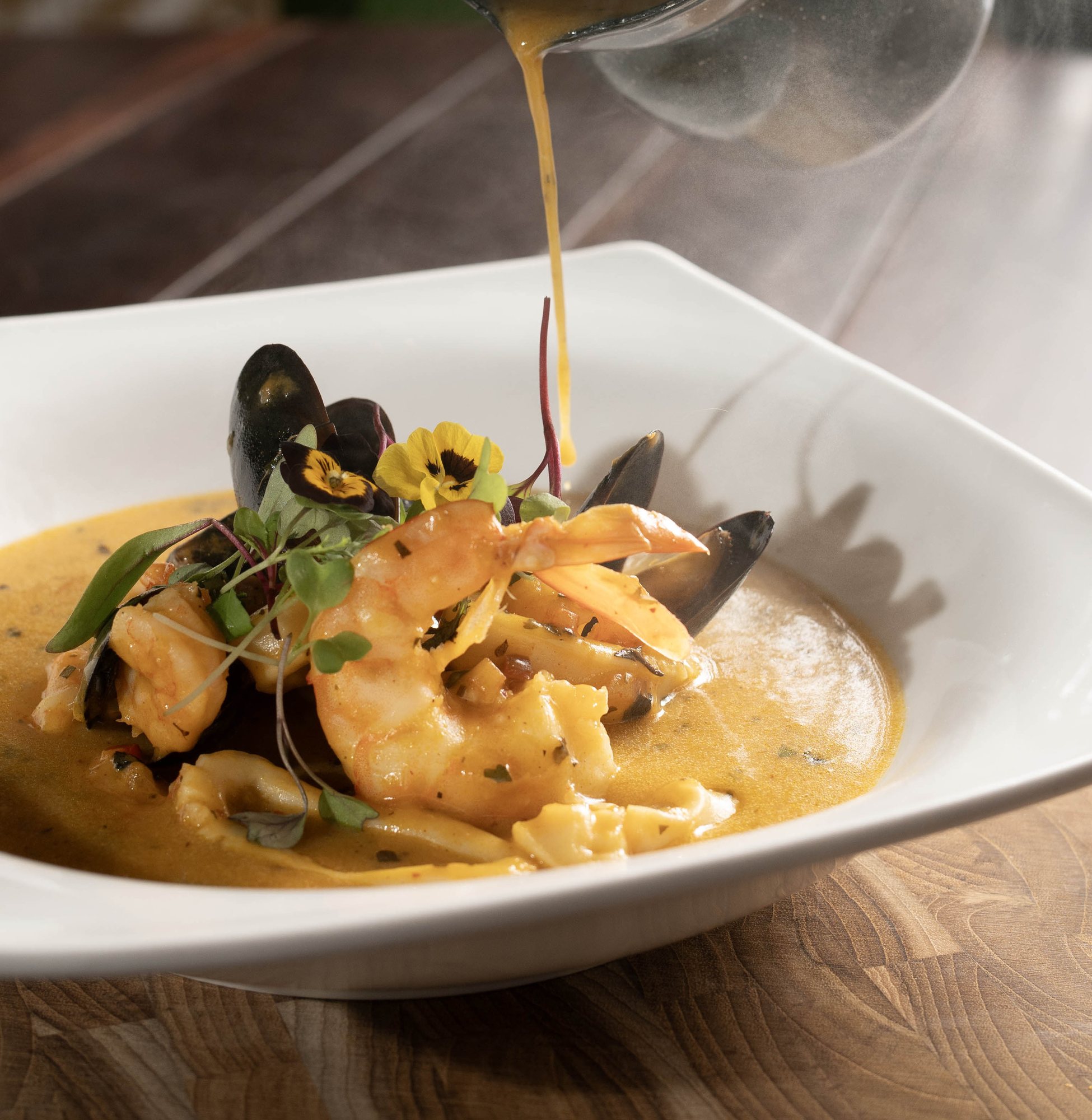 Langostinos del Pacífico servidos en el restaurante